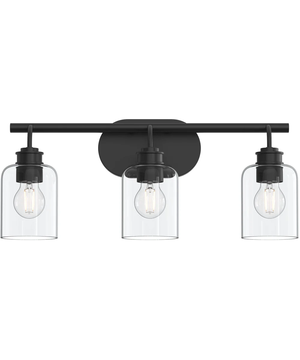 Reines 3-Light Bath Vanity with Clear Glass Shades Matte Black - Image 5
