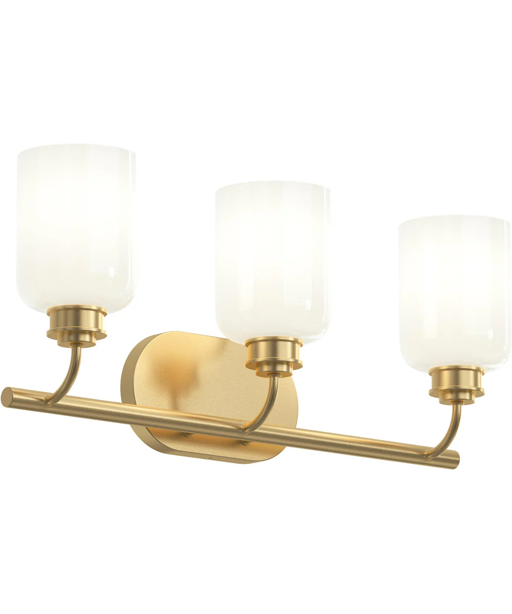 Reines 3-Light Bath Vanity with Opal Glass Shades Brushed Gold