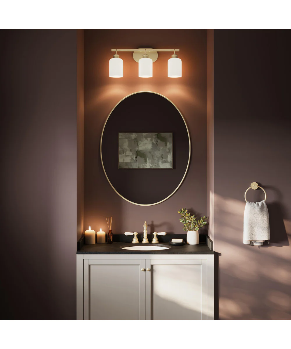 Reines 3-Light Bath Vanity with Opal Glass Shades Brushed Gold - Image 2