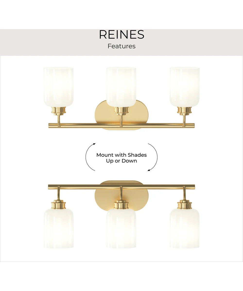 Reines 3-Light Bath Vanity with Opal Glass Shades Brushed Gold - Image 9