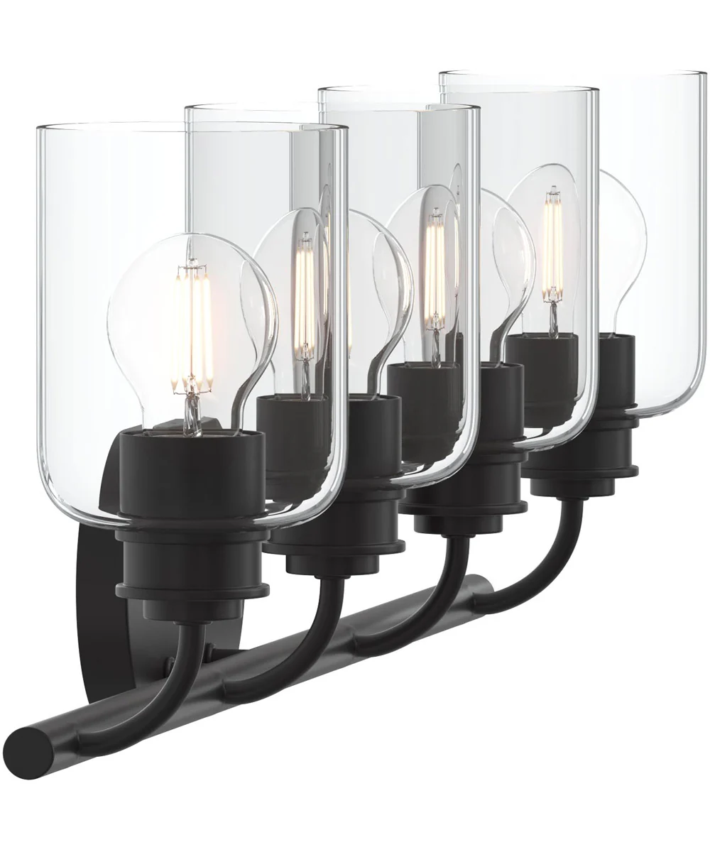 Reines 4-Light Bath Vanity with Clear Glass Shades Matte Black - Image 7