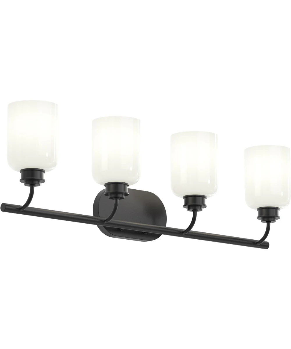 Reines 4-Light Bath Vanity with Opal Glass Shades Matte Black