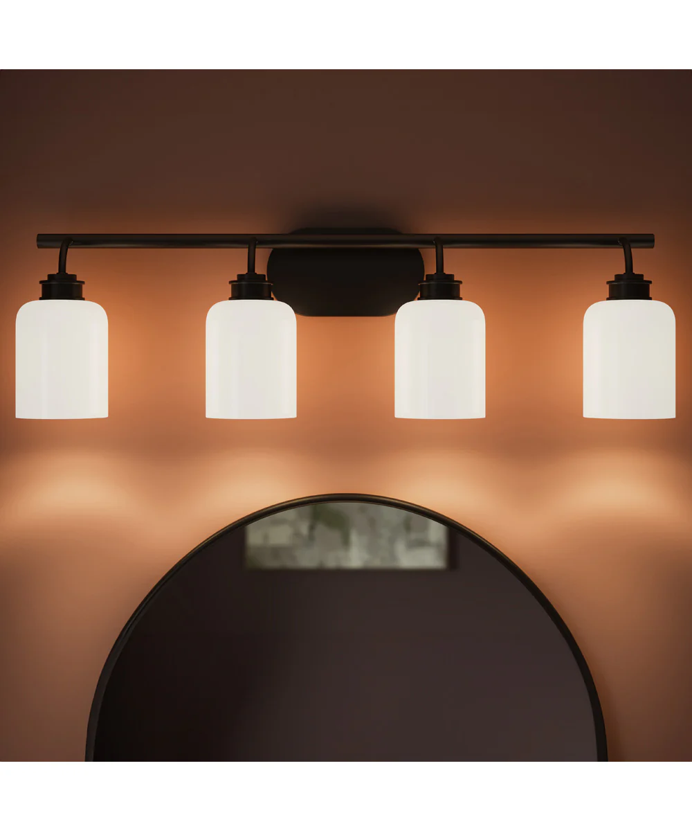 Reines 4-Light Bath Vanity with Opal Glass Shades Matte Black - Image 11