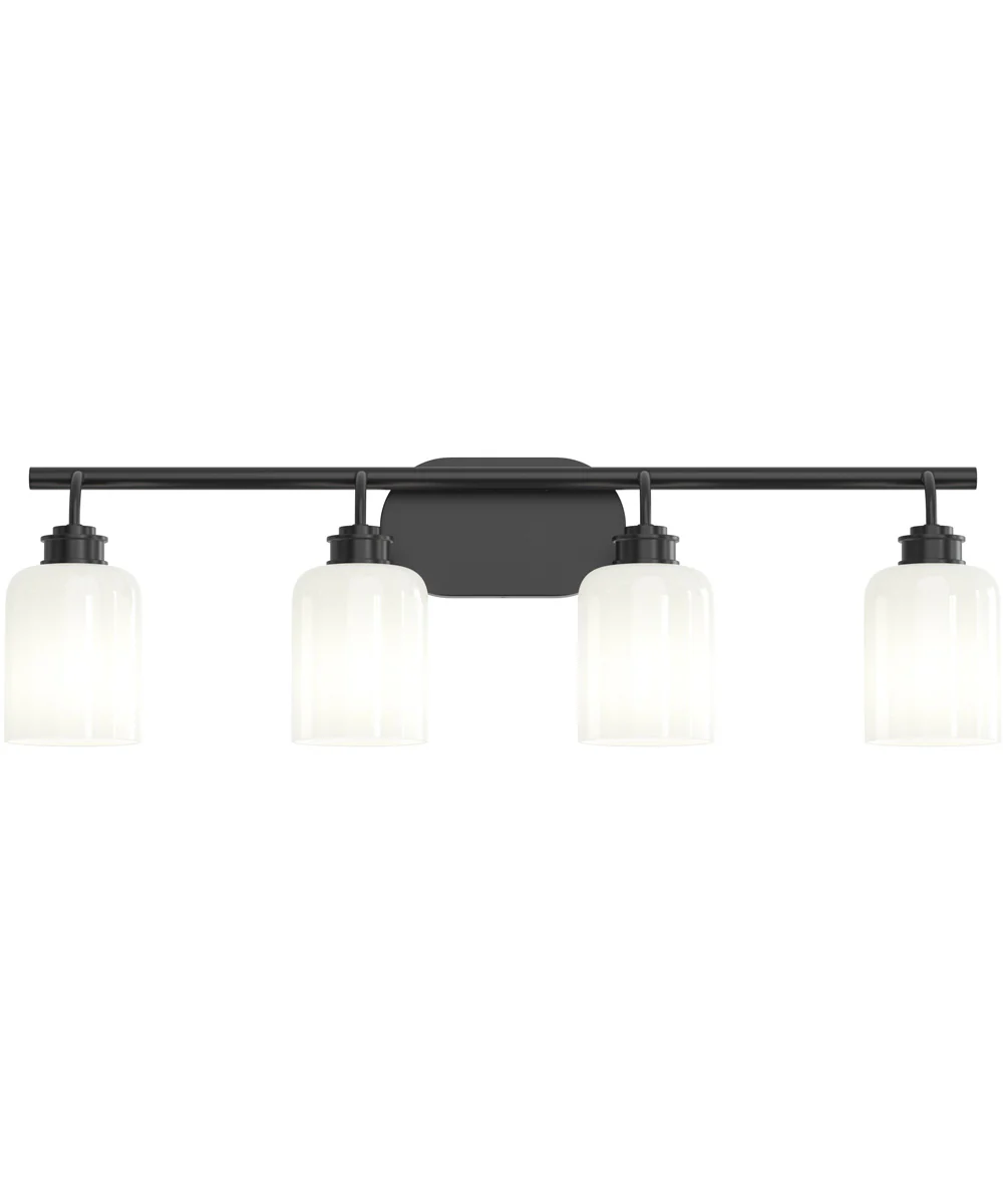Reines 4-Light Bath Vanity with Opal Glass Shades Matte Black - Image 5