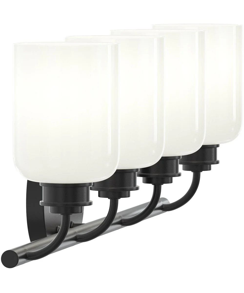 Reines 4-Light Bath Vanity with Opal Glass Shades Matte Black - Image 7