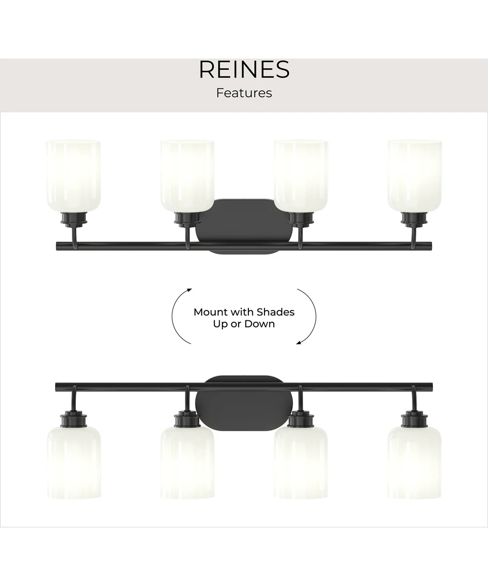Reines 4-Light Bath Vanity with Opal Glass Shades Matte Black - Image 9