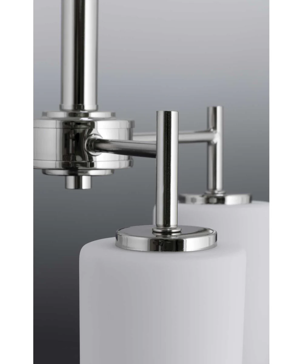 Replay 5-Light Etched White Glass Modern Chandelier Light Polished Nickel - Image 2