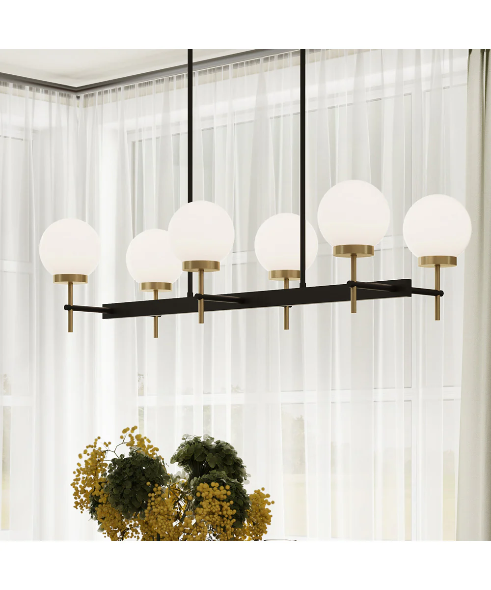 Rigsby 6-Light Linear Chandelier Matte Black and Brushed Gold - Image 8