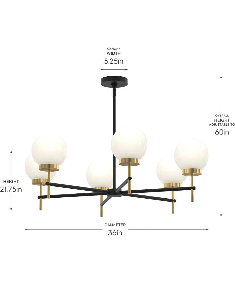 Rigsby 6-Light Medium Chandelier Matte Black and Brushed Gold - Image 4