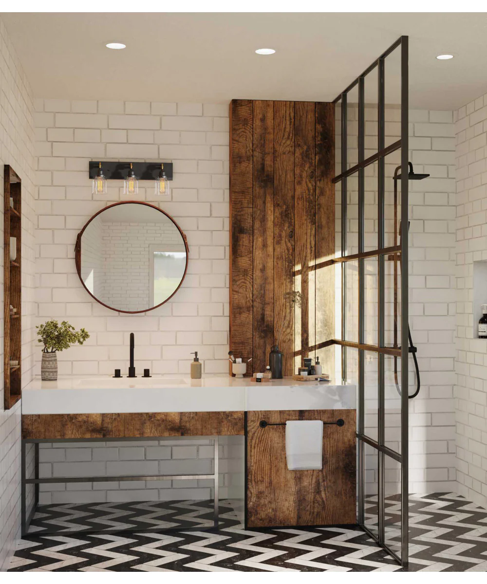 Rushton 3-Light Clear Glass Farmhouse Bath Vanity Light Graphite - Image 2