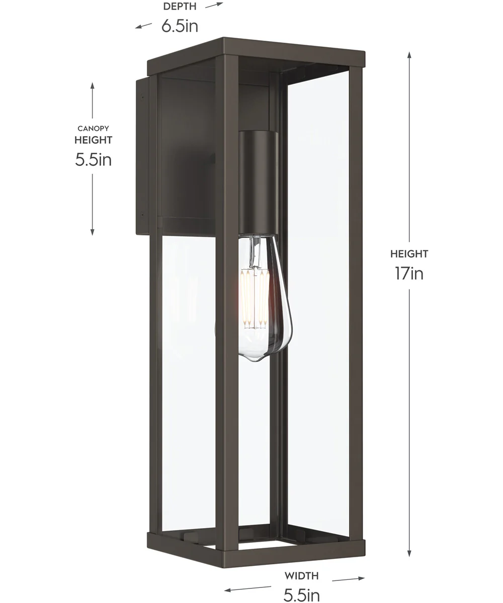 Ryle 1-Light Large Wall Lantern with Clear Glass Panels Antique Bronze - Image 4