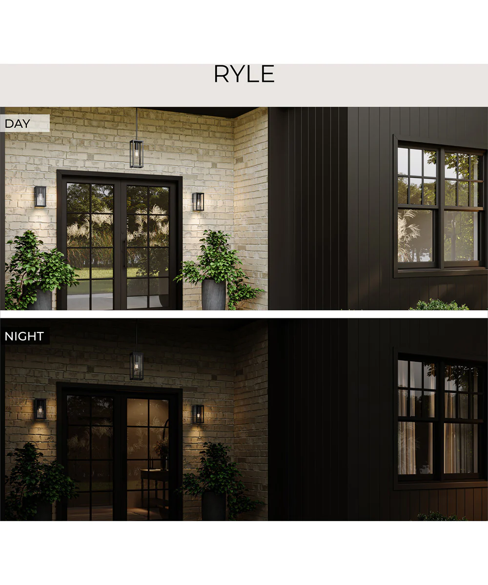 Ryle 1-Light Outdoor Pendant Light with Clear Glass Panels Matte Black - Image 6