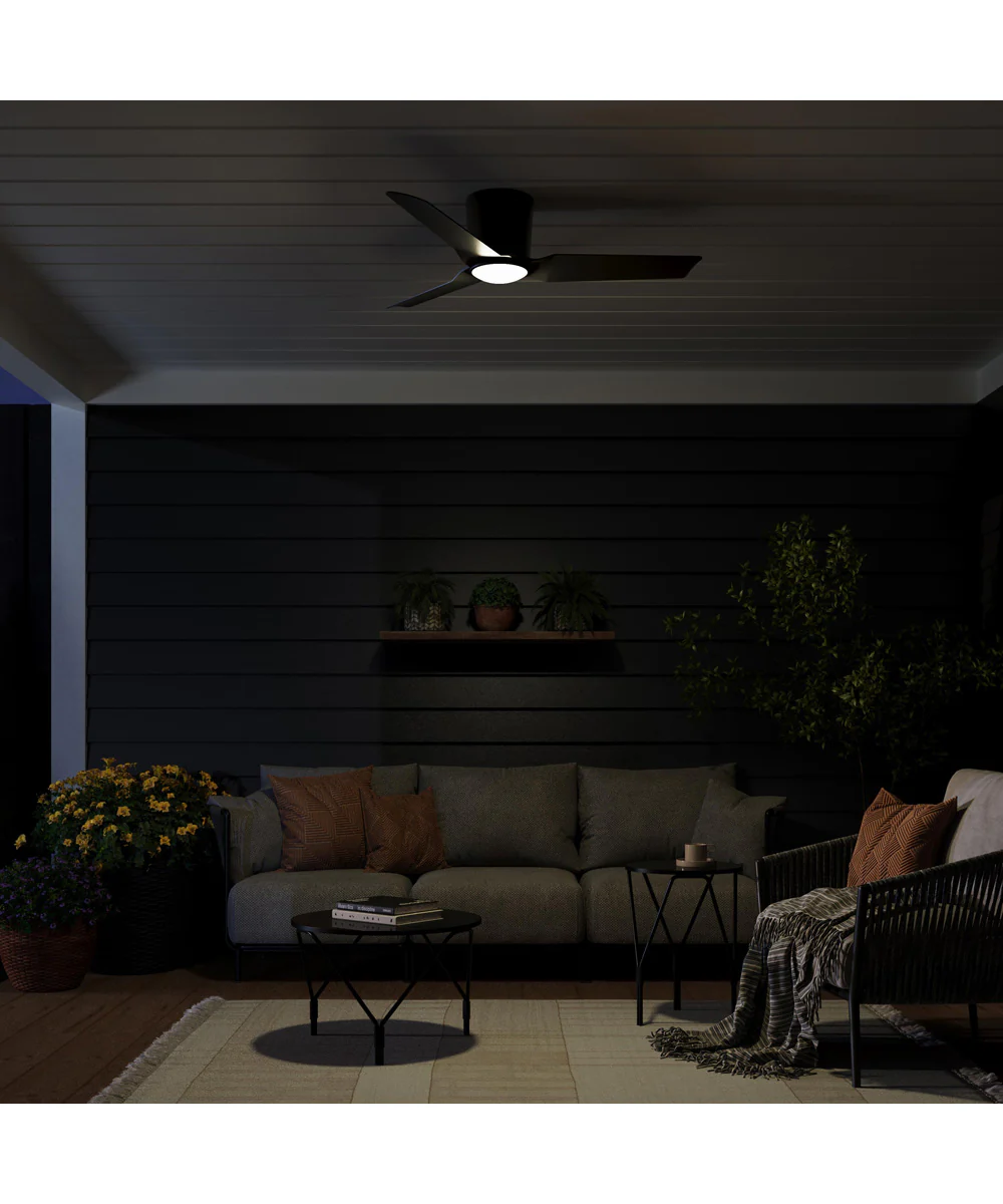Rynn 48-in. 3-Blade Flush Mount Modern LED Ceiling Fan Matte Black - Image 3