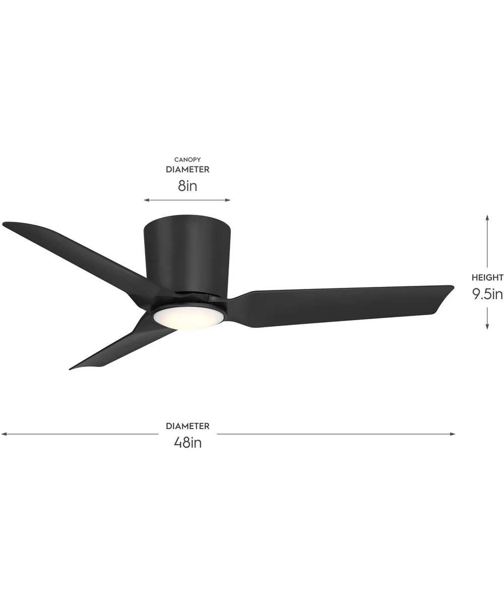Rynn 48-in. 3-Blade Flush Mount Modern LED Ceiling Fan Matte Black - Image 4