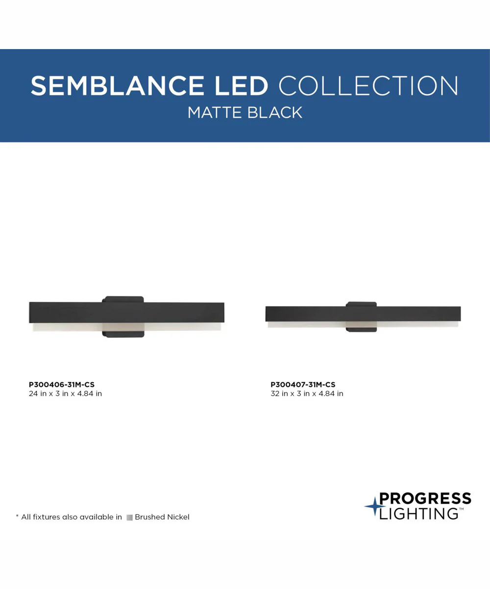Semblance 32 in. Medium Modern 3CCT Integrated LED Linear Vanity Light Matte Black - Image 4