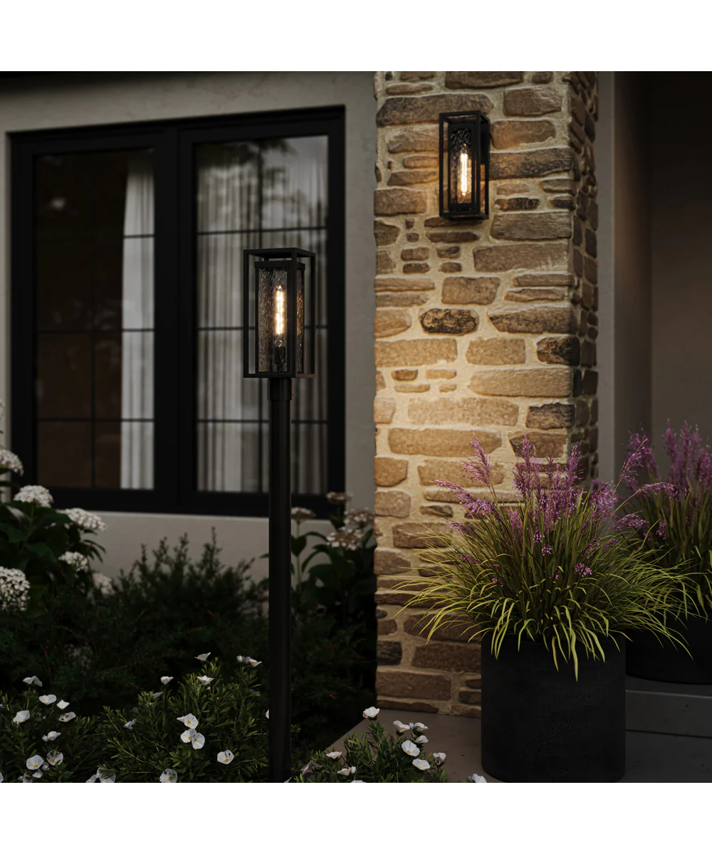 Shaw 19 Inch 1 Light Outdoor Post Light with Clear Glass Textured Black - Image 3