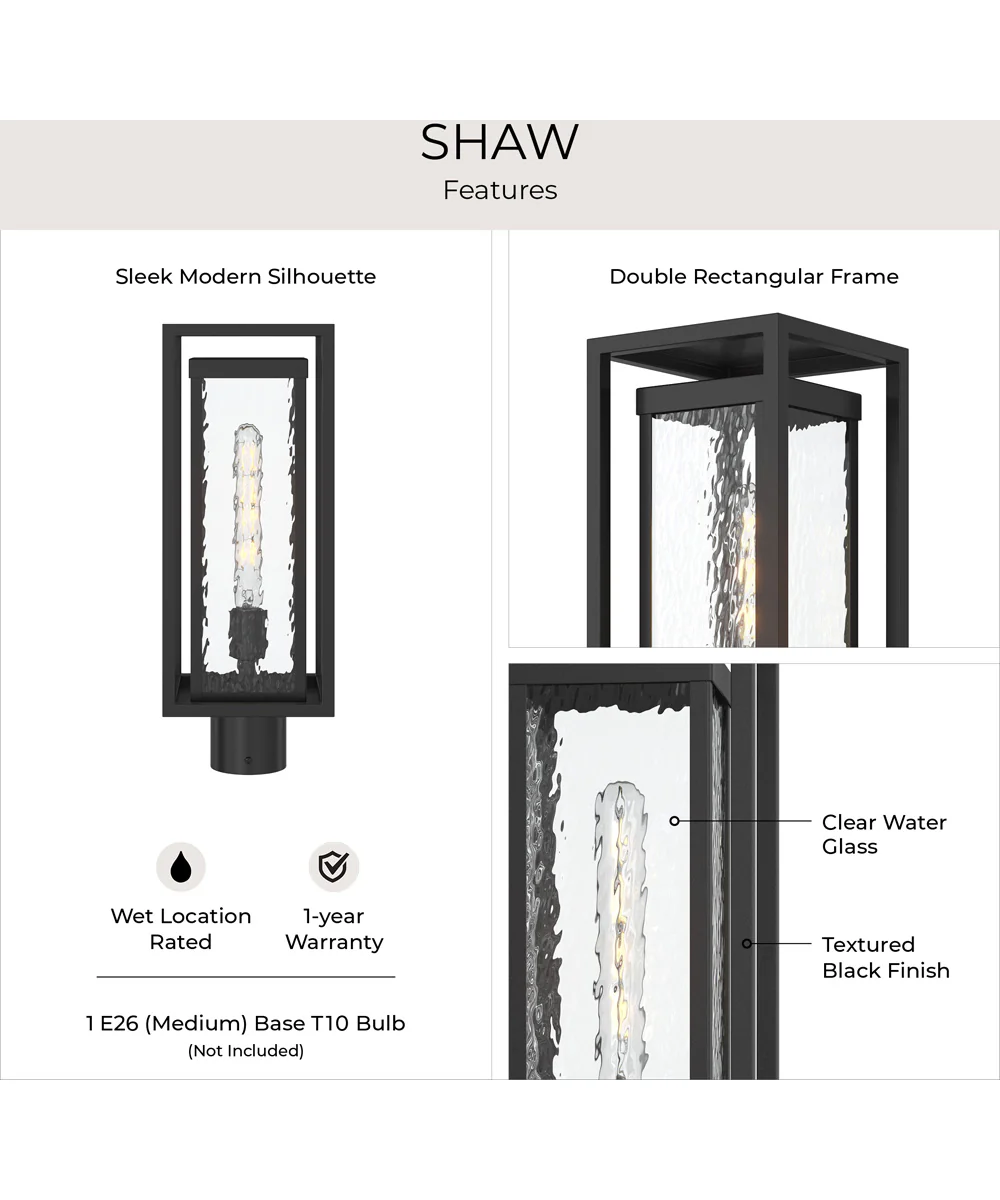 Shaw 19 Inch 1 Light Outdoor Post Light with Clear Glass Textured Black - Image 7