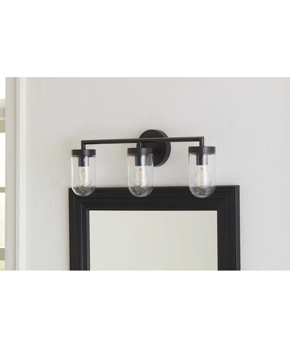 Signal 3-Light Clear Glass Coastal Bath Vanity Light Graphite - Image 2