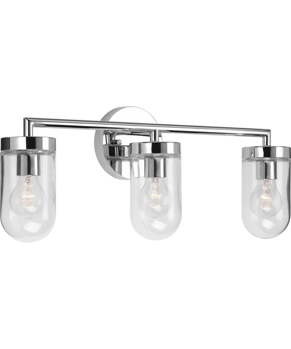 Signal 3-Light Clear Glass Coastal Bath Vanity Light Polished Chrome - Image 10