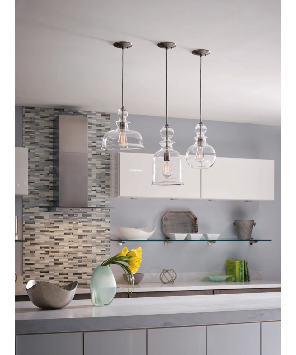 Staunton 1-Light Clear Glass Global Pendant Light Brushed Nickel - Image 2