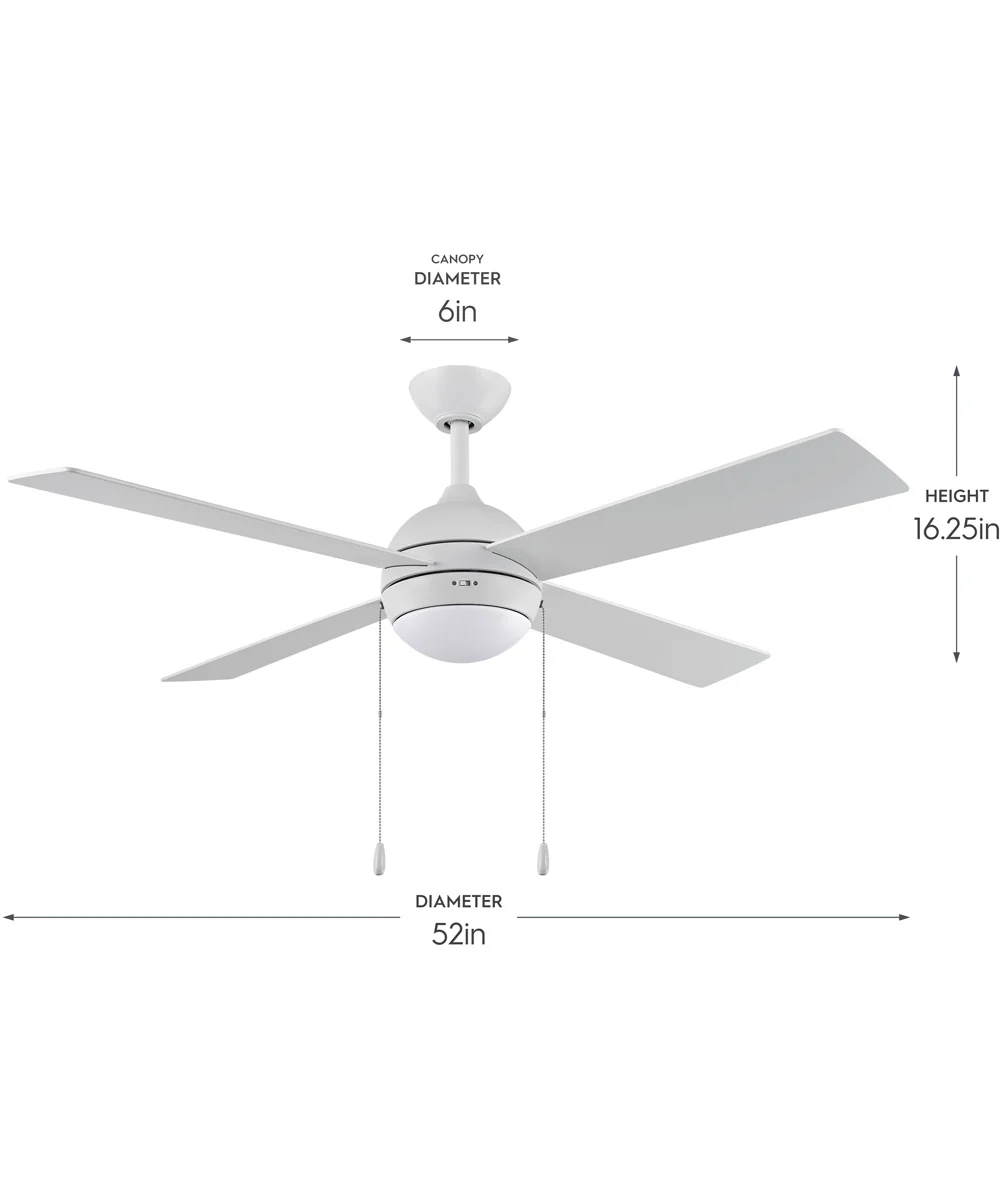 Tavo 52-in. 4-Blade LED Modern Ceiling Fan Matte White - Image 4