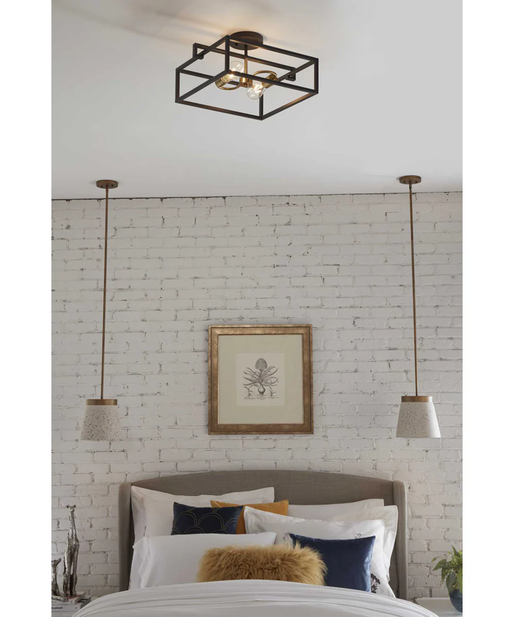 Terrazzo 1-Light Sand Terrazzo Hanging Pendant Light Distressed Brass - Image 3