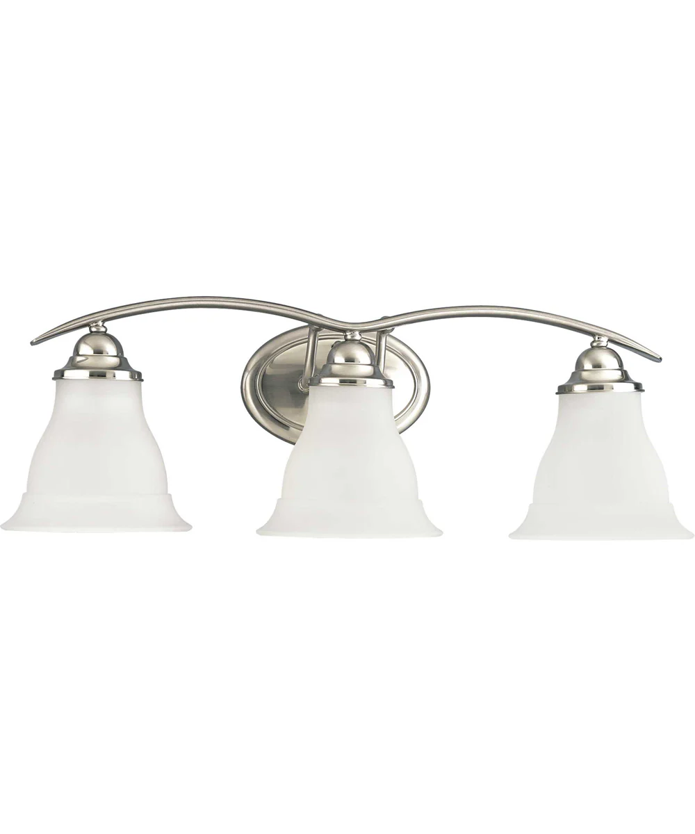 Trinity 3-Light Etched Glass Traditional Bath Vanity Light Brushed Nickel - Image 2