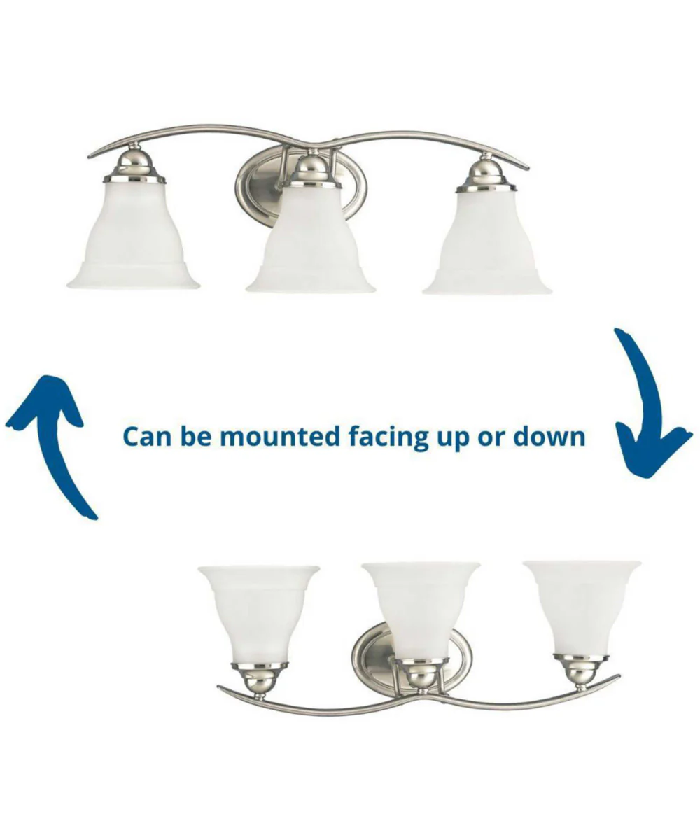 Trinity 3-Light Etched Glass Traditional Bath Vanity Light Brushed Nickel - Image 4