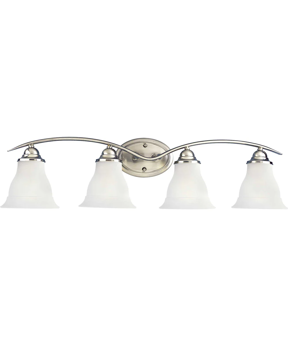Trinity 4-Light Etched Glass Traditional Bath Vanity Light Brushed Nickel - Image 5