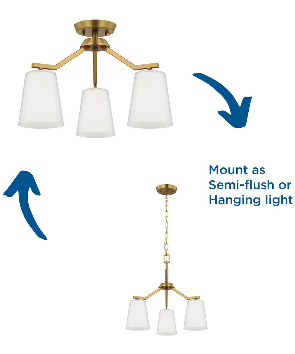 Vertex 3-Light Etched White Convertible Chandelier Brushed Gold - Image 12