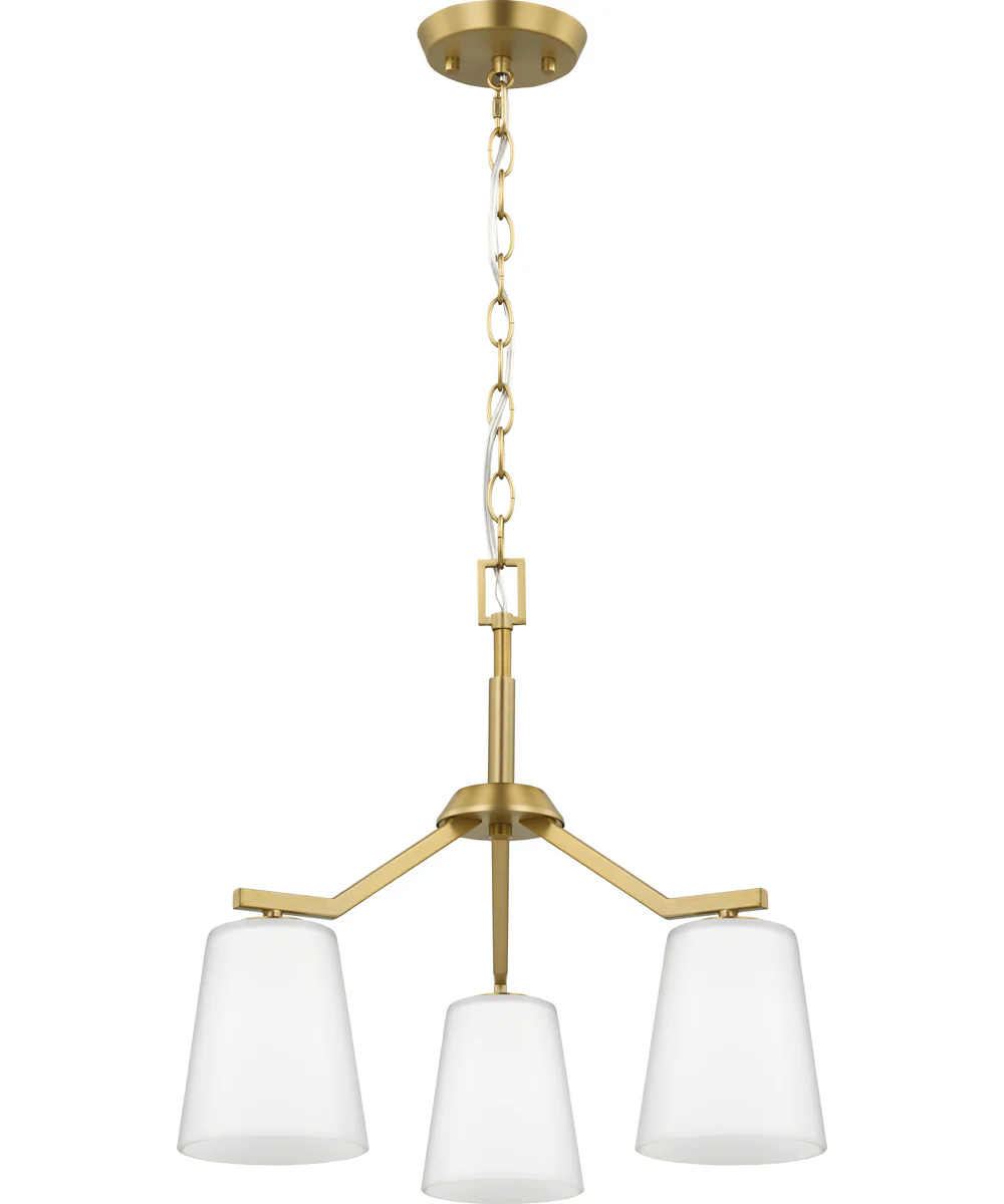 Vertex 3-Light Etched White Convertible Chandelier Brushed Gold - Image 3