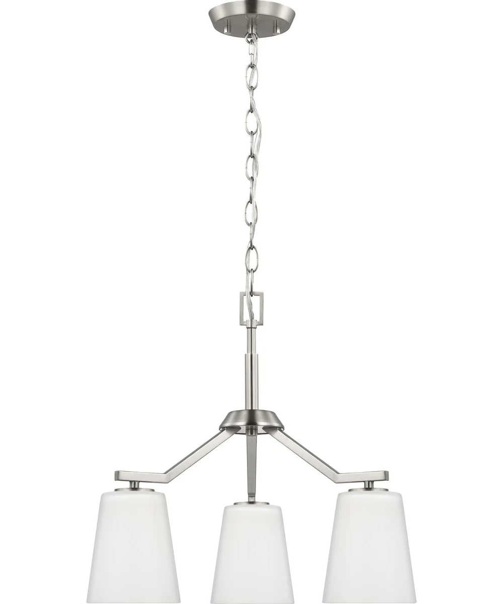 Vertex 3-Light Etched White Convertible Chandelier Brushed Nickel - Image 6