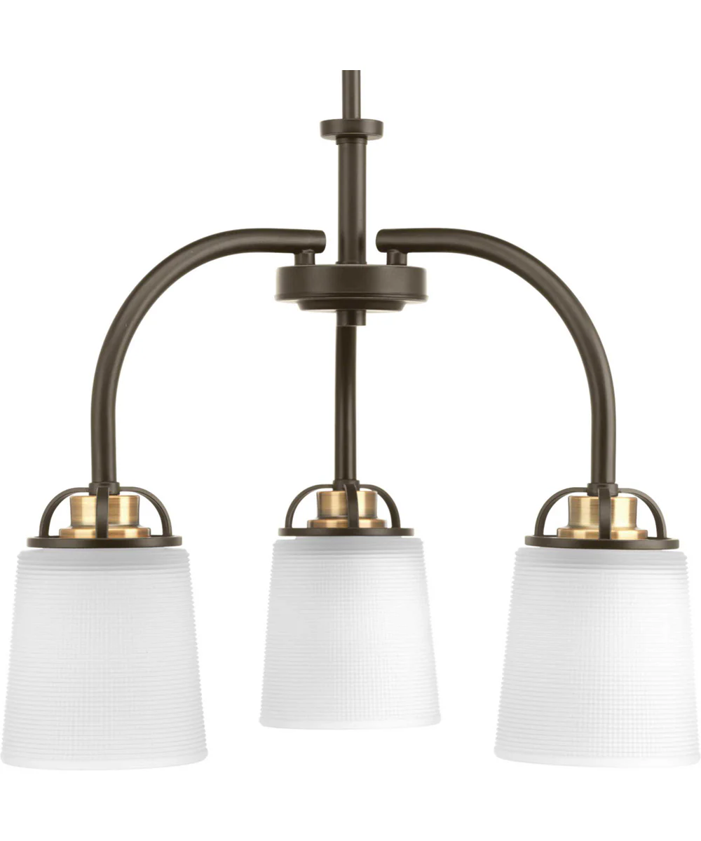 West Village 3-Light Etched Double Prismatic Glass Farmhouse Chandelier Light Antique Bronze