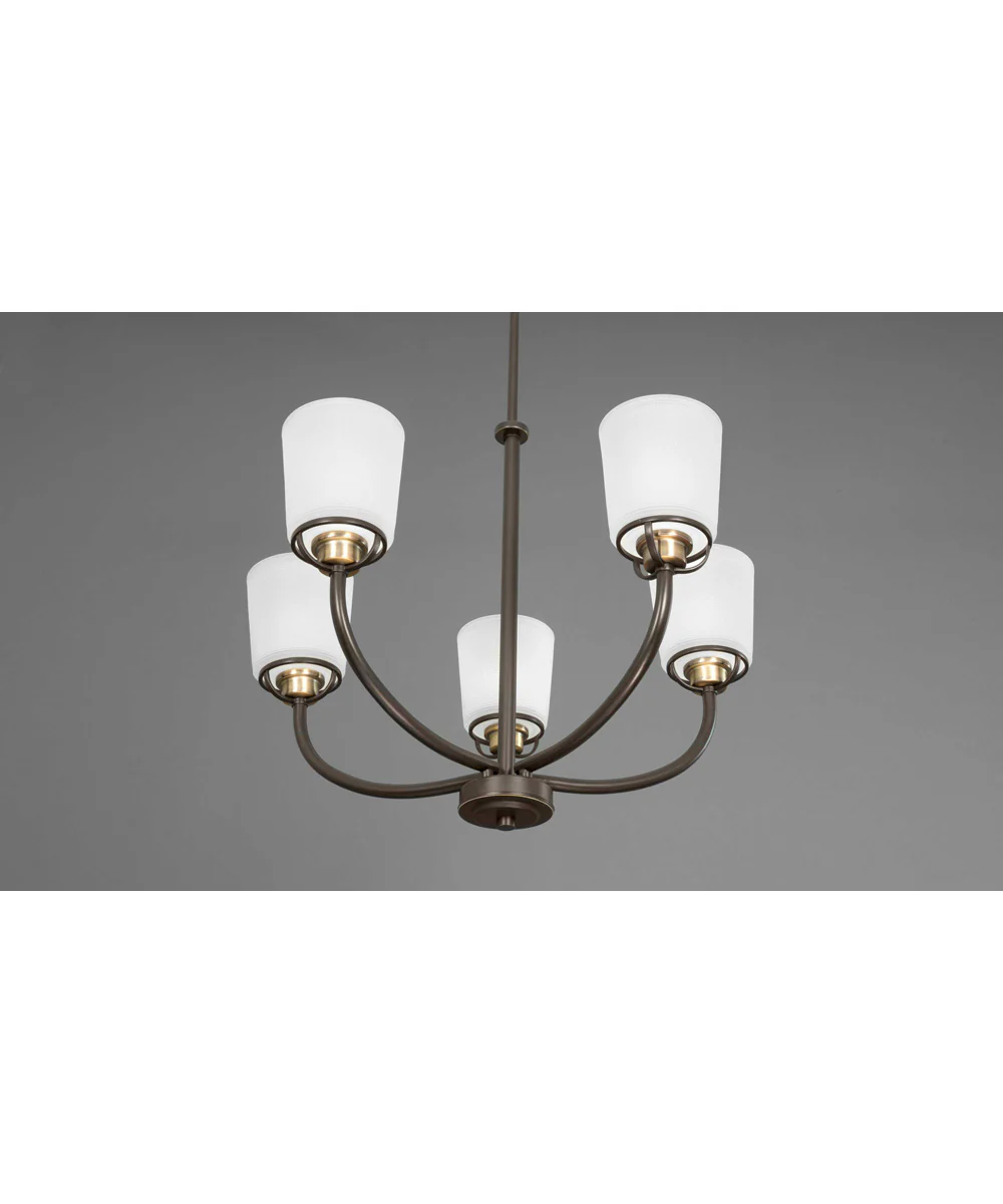 West Village 5-Light Etched Double Prismatic Glass Farmhouse Chandelier Light Antique Bronze - Image 3