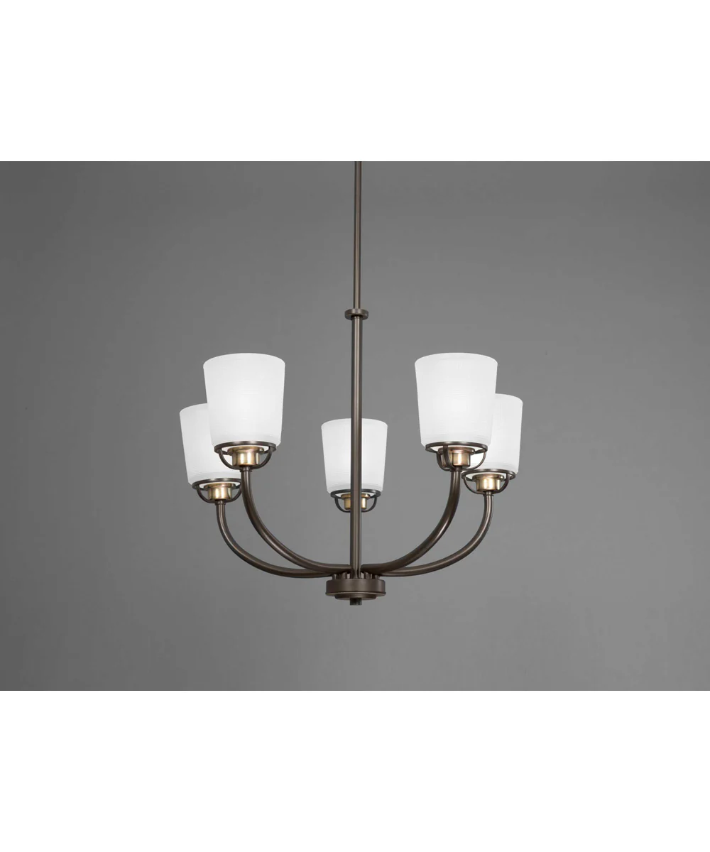 West Village 5-Light Etched Double Prismatic Glass Farmhouse Chandelier Light Antique Bronze - Image 7