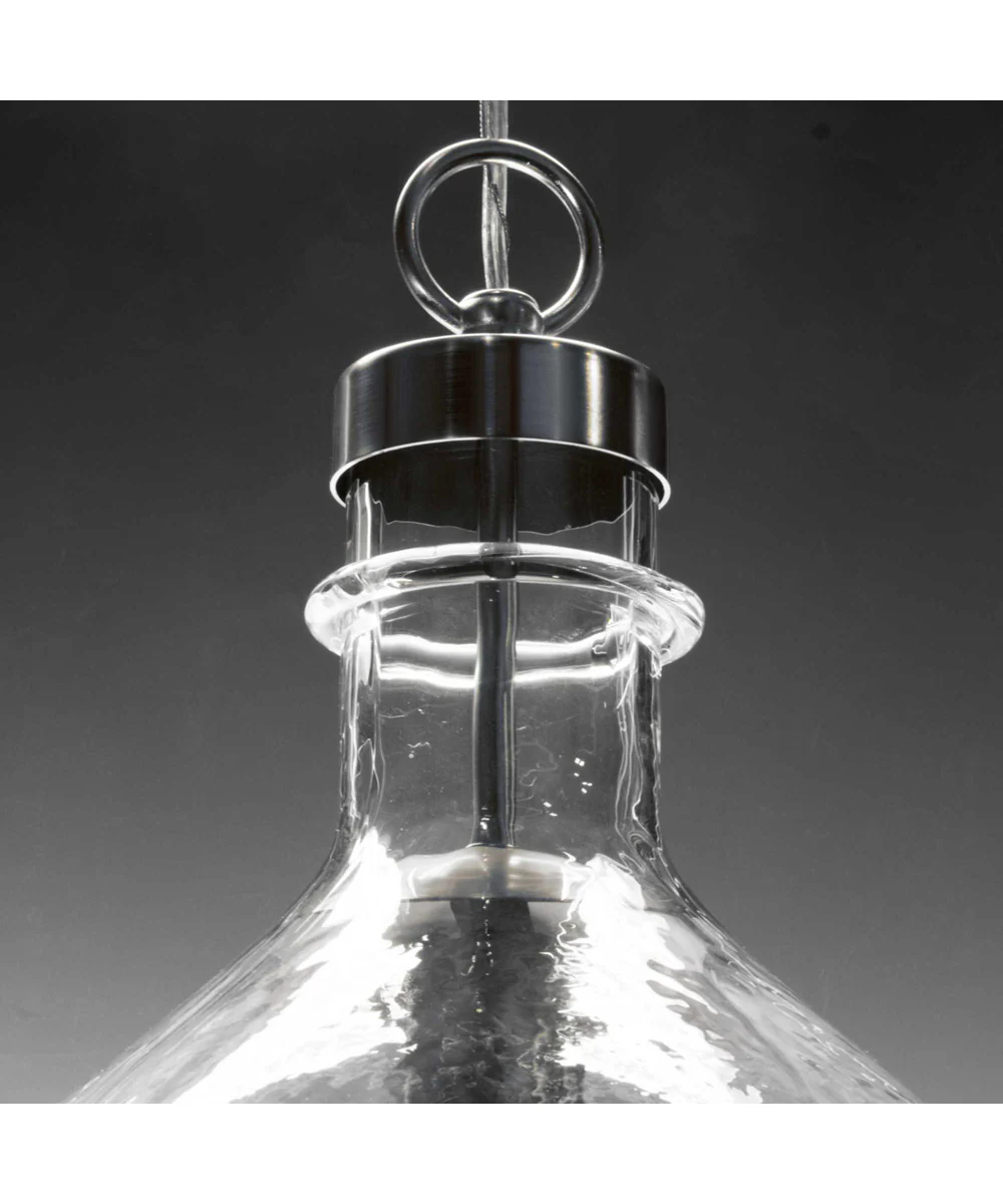 Zin 1-Light Clear Textured Glass Global Pendant Light Brushed Nickel - Image 3