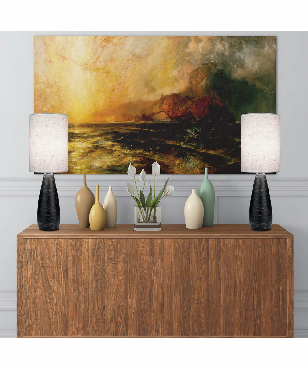 Quatro 1-Light Mini Table Lamp Brushed D.Bronze/Linen Shade - Image 4