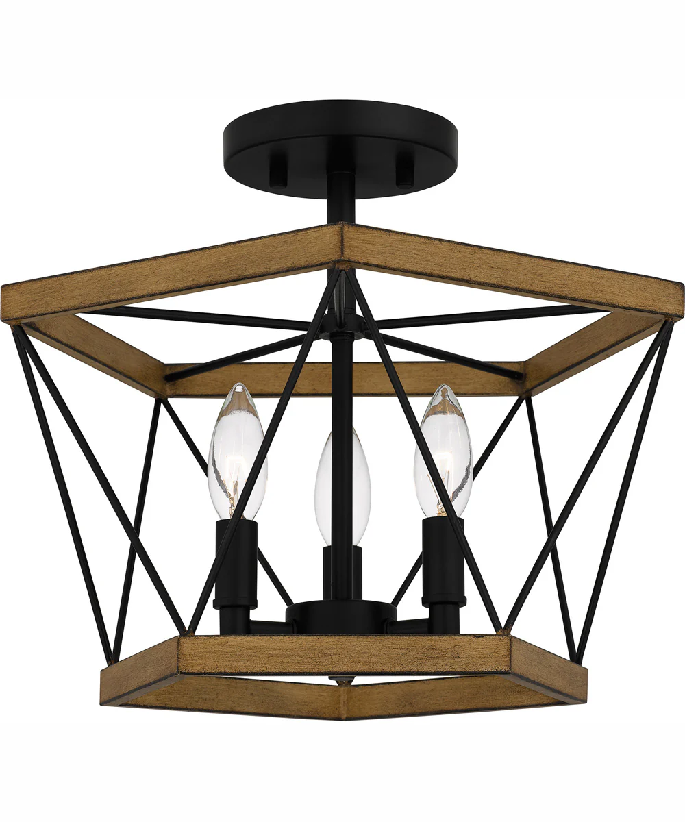 Quoizel Semi-Flush Mount Medium 3-light Semi Flush Mount Aged Walnut - Image 2
