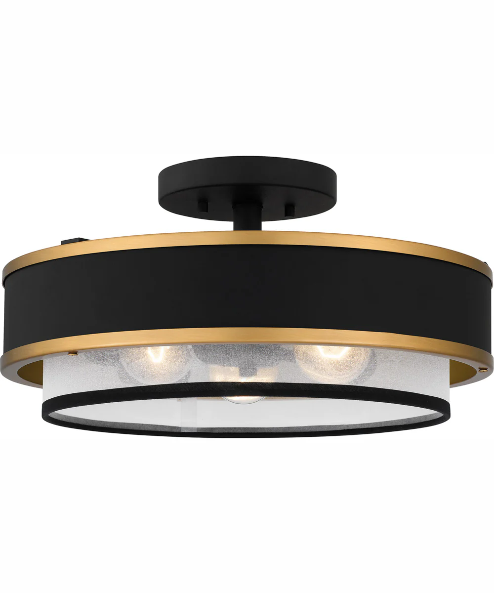 Quoizel Semi-Flush Mount Medium 3-light Semi Flush Mount Earth Black - Image 2