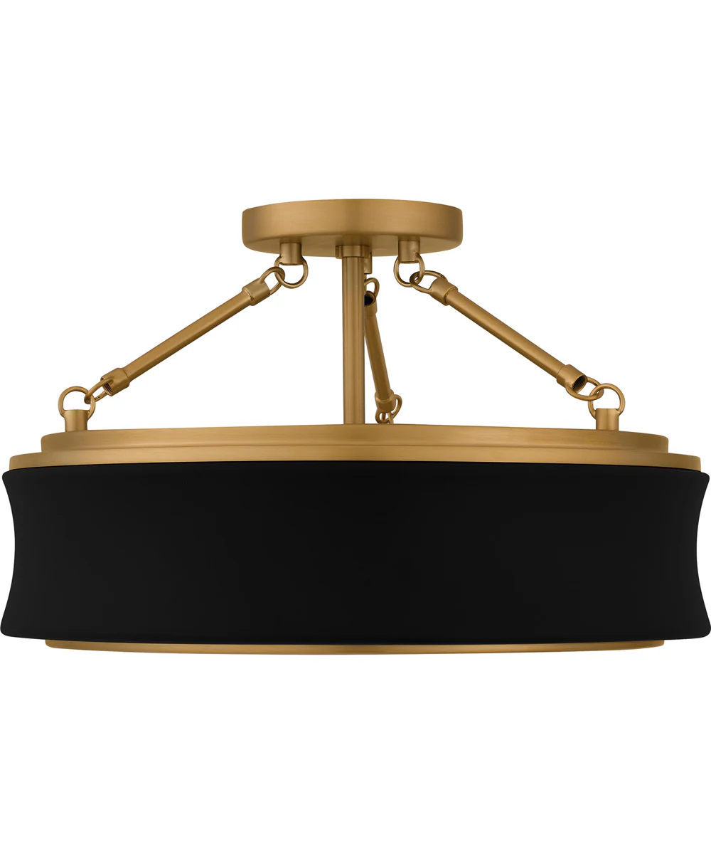 Quoizel Semi-Flush Mount Medium 3-light Semi Flush Mount Matte Black - Image 3