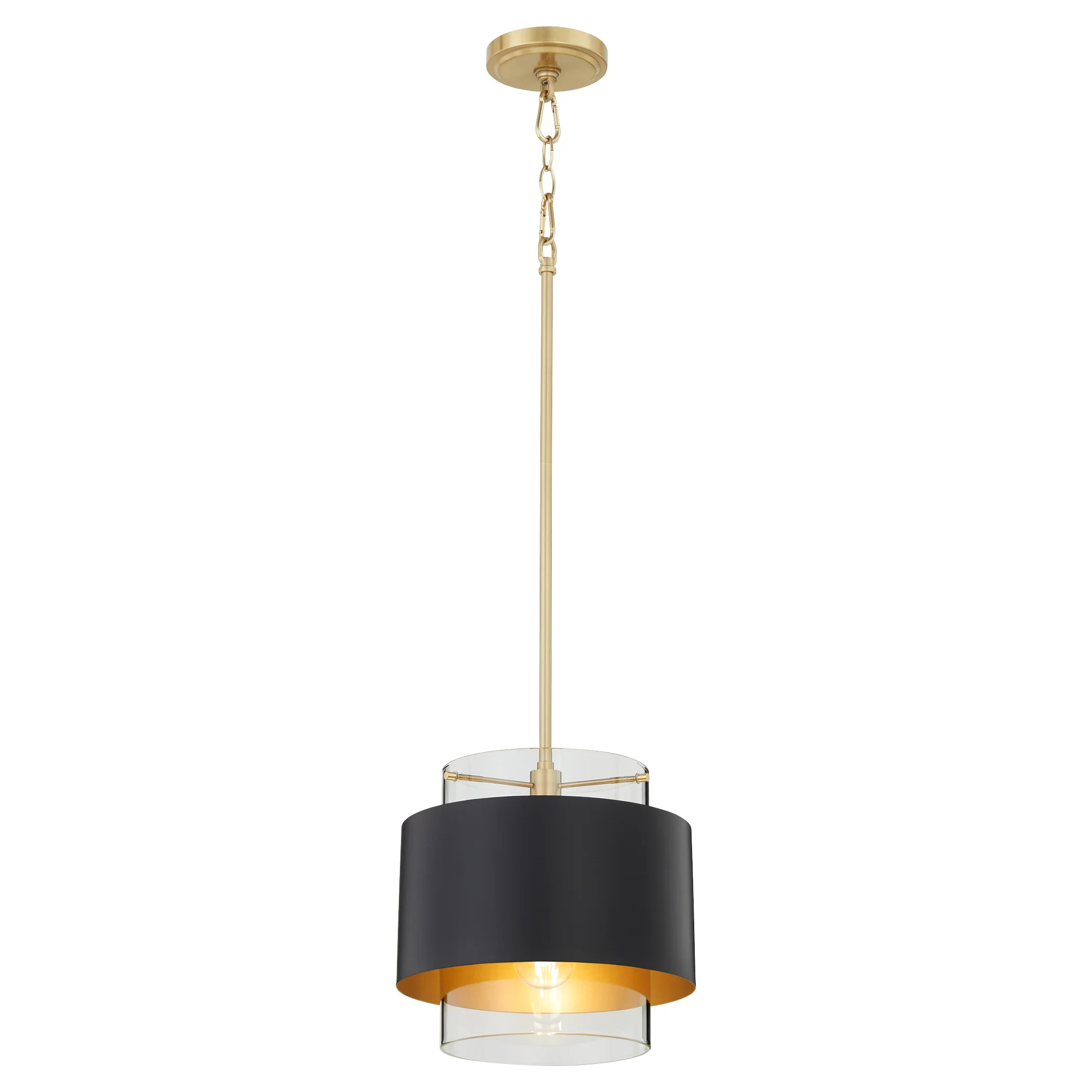 1-light Pendant Matte Black/Aged Brass - Image 2