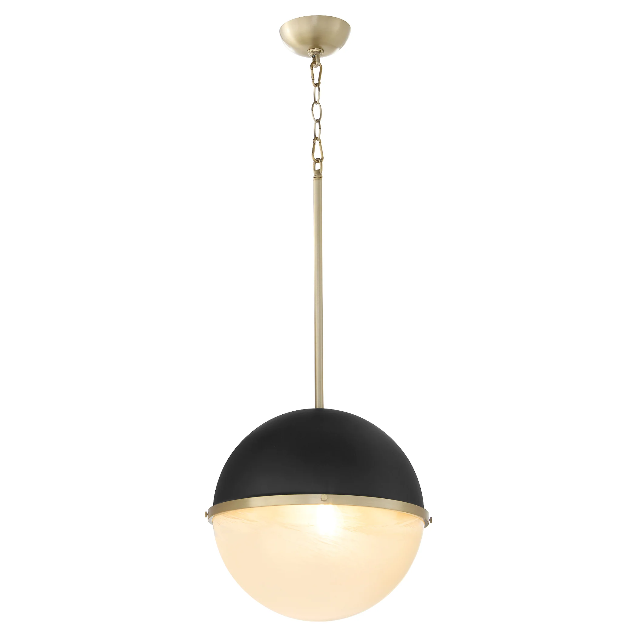1-light Pendant Textured Black w/ Aged Brass - Image 2