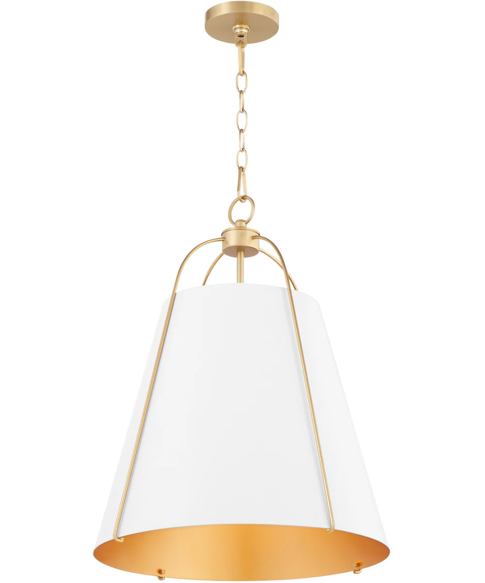 3-light Pendant Studio White w/ Aged Brass - Image 2