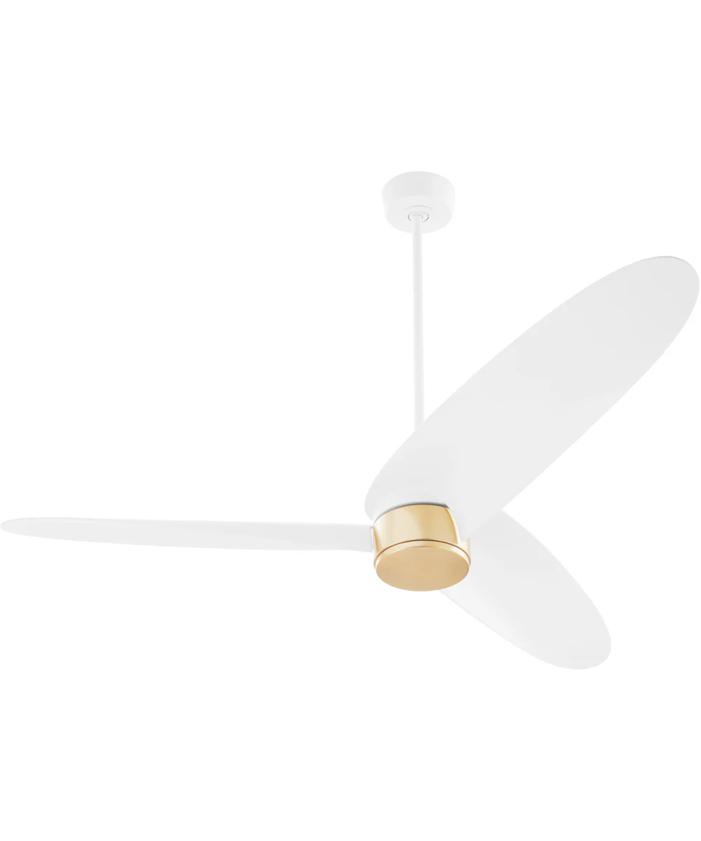 60" Brisa 1-light LED Patio Ceiling Fan Studio White w/ Aged Brass - Image 4