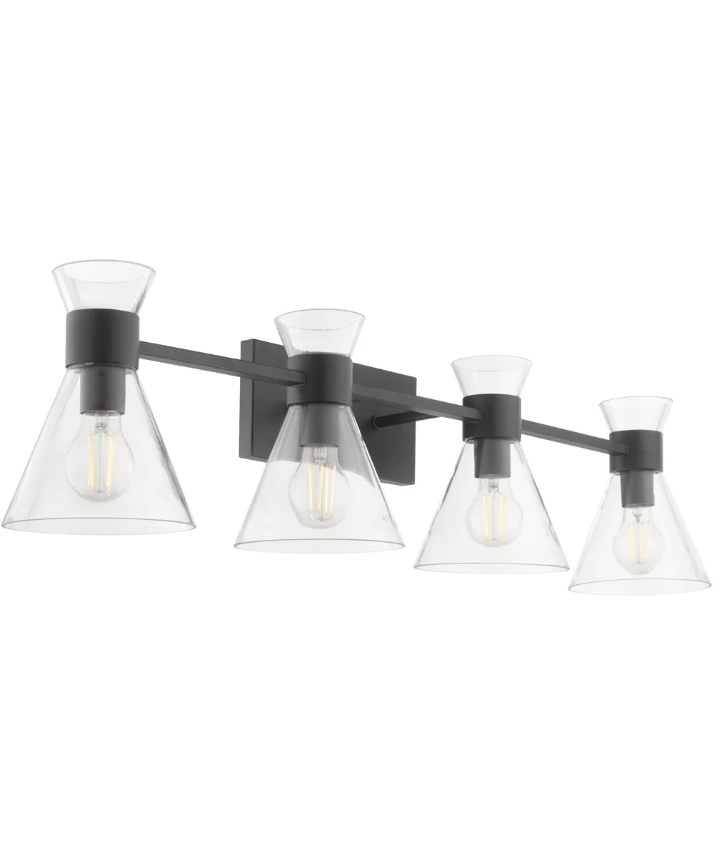 Beldar 4-light Bath Vanity Light Matte Black w/ Clear Glass - Image 2