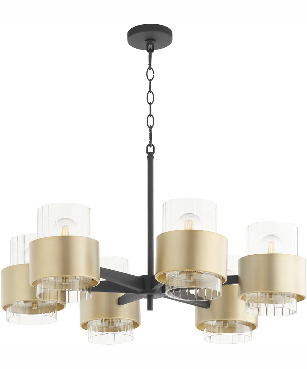 Epsilon 6-light Chandelier Textured Black w/ Aged Brass - Image 3