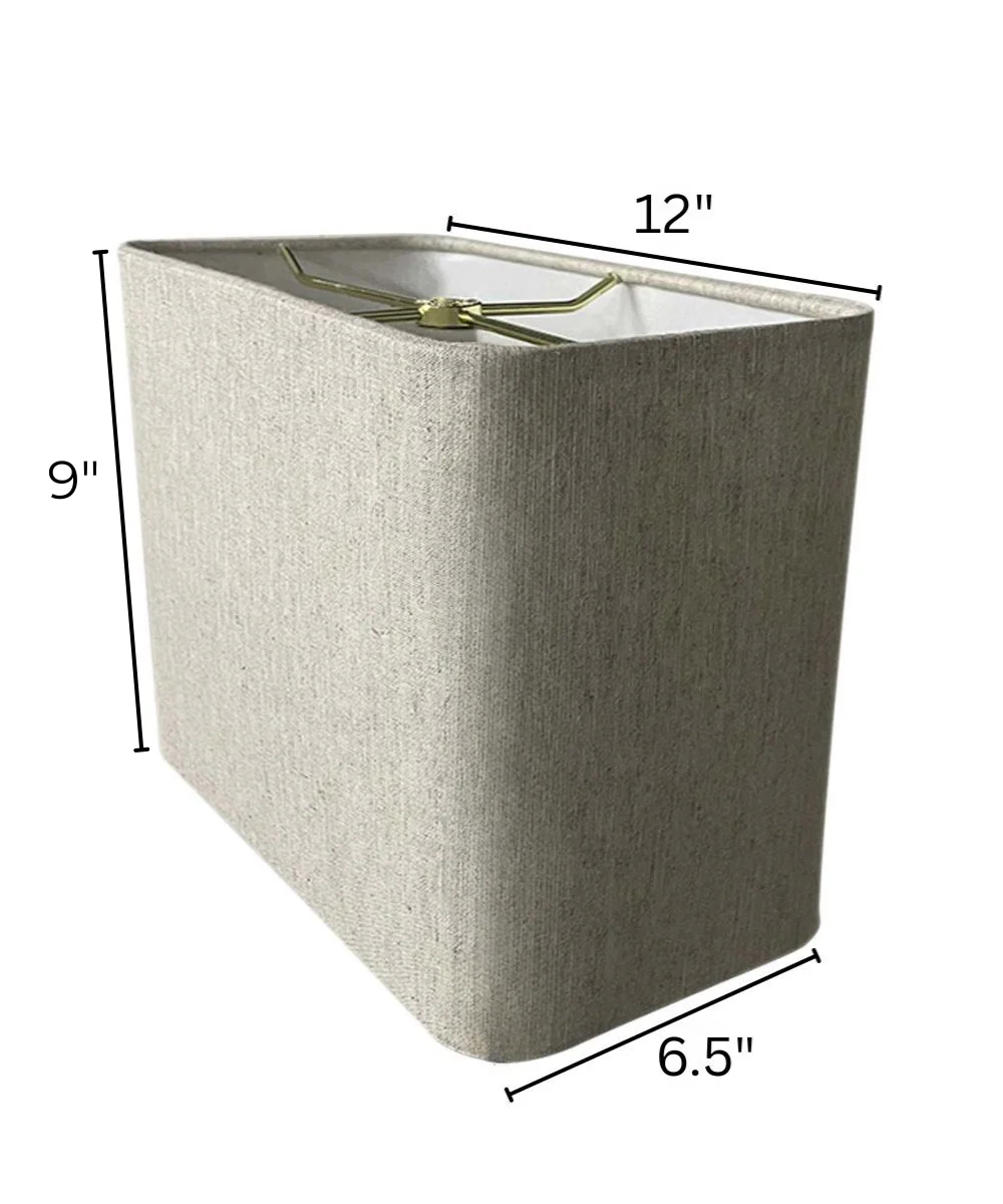 Rectangular Rounded Corner Premiere Hardback Small Lampshade Textured Oatmeal (6.5x12) (6.5x12) x 9 - Image 3