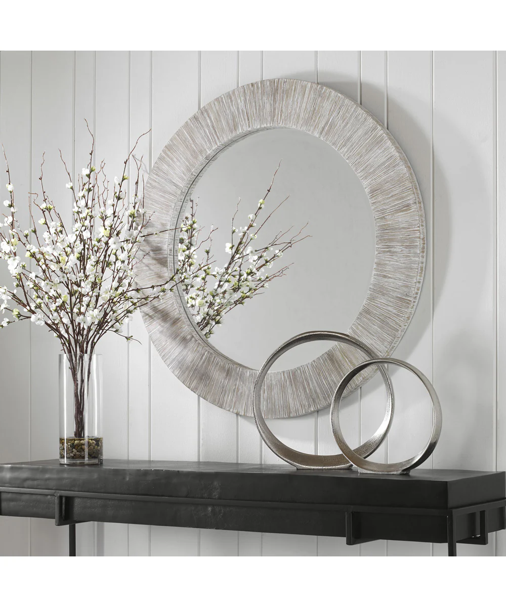 Repose Whitewash Round Mirror - Image 2