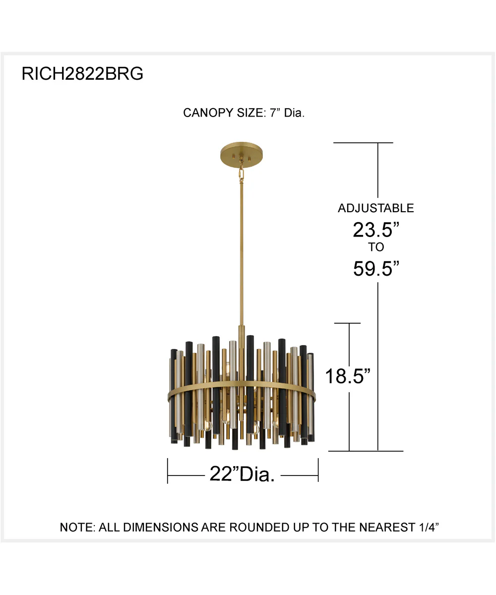Richards 8-light Pendant Brushed Gold - Image 4