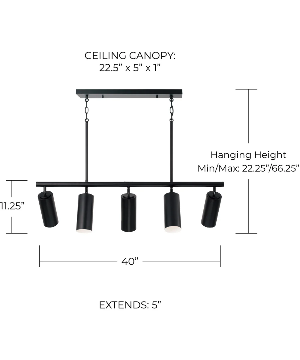 Robbie 5 -Light-Linear Chandelier Matte Black - Image 6